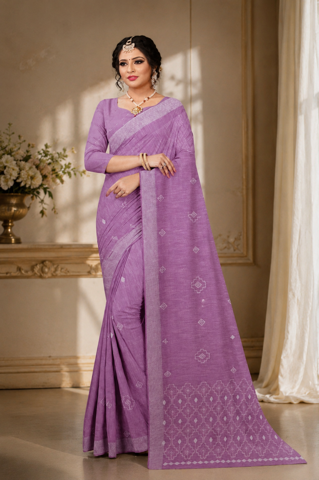 Lucknow Stitch Cotton Saree